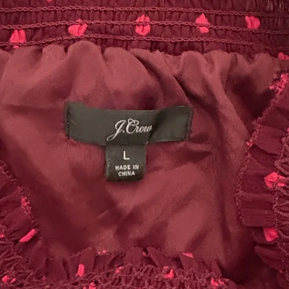 J. Crew Burgundy Polka Dot Blouse - Picture 3 of 3